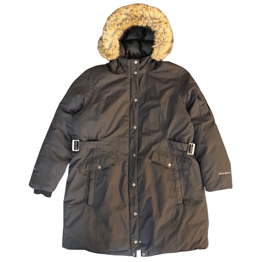 Eddie‎ Bauer Weatheredge Parka 80% Down Black Belted Gorpcore Puffer Coat XXL